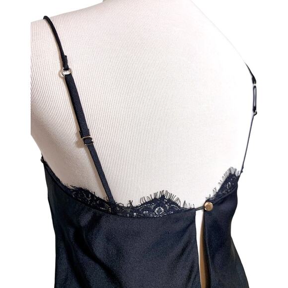 Keepsake The Label Satin Lace Trim Keyhole Back Lined Cami Camisole Black Small - Picture 4 of 9